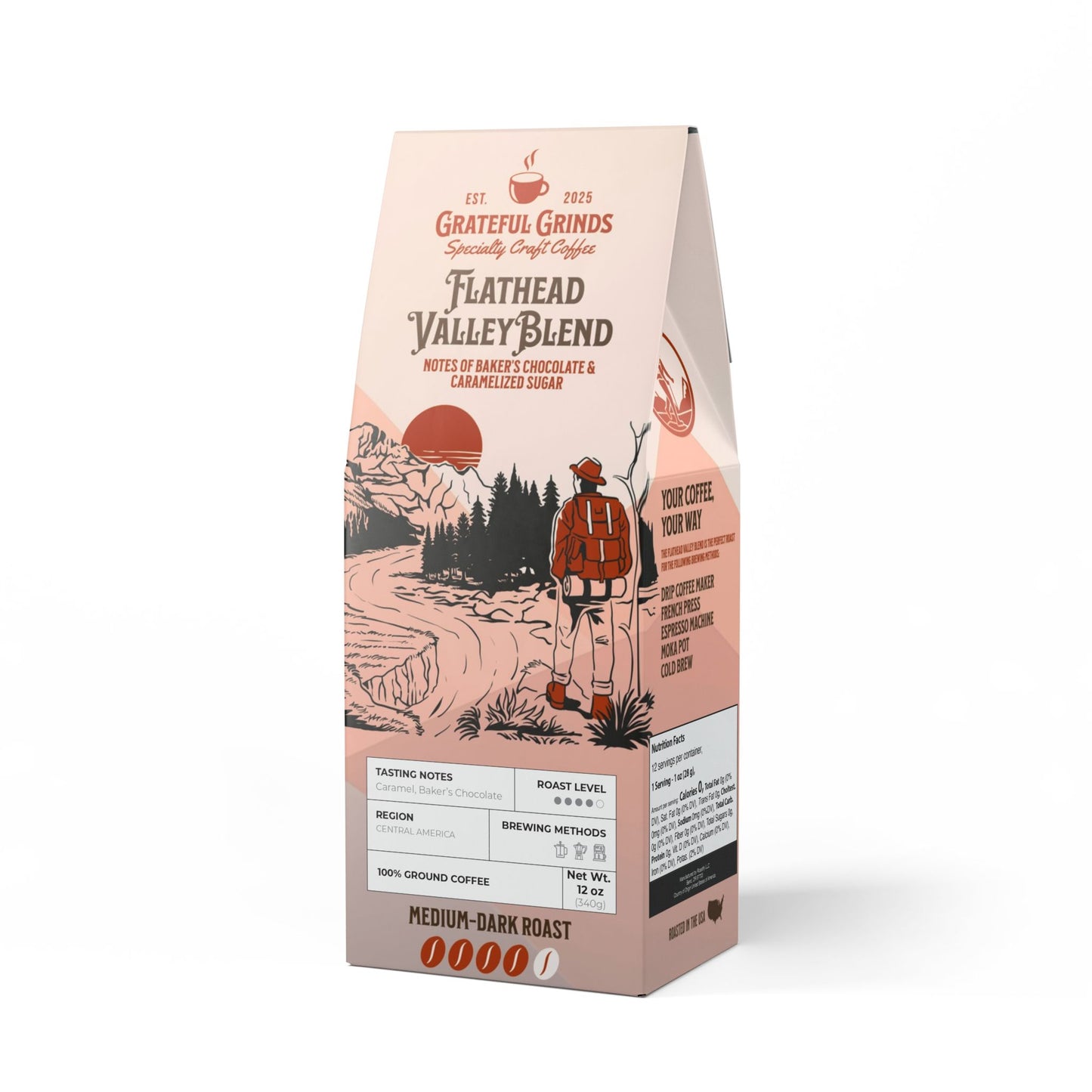 Flathead Valley Coffee Blend Hiking Design (Medium-Dark Roast)