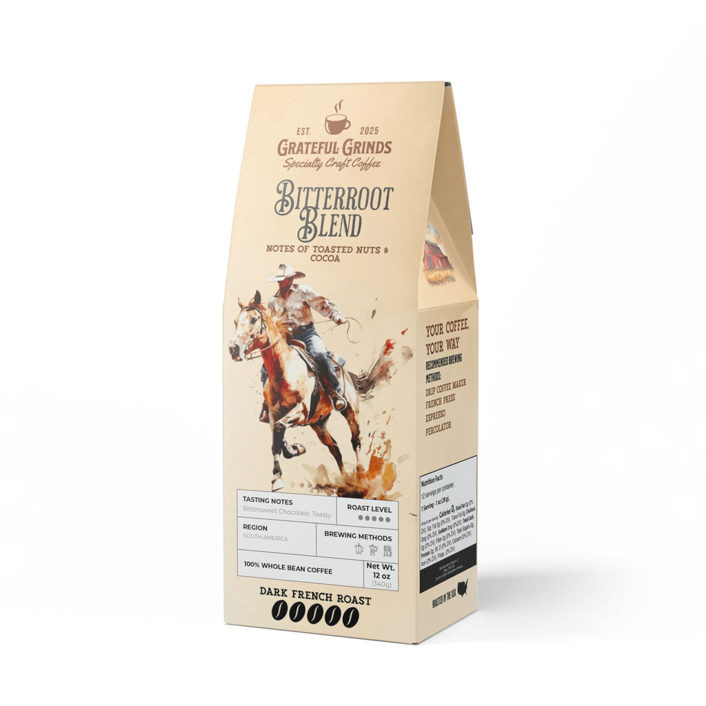 Signature Bitterroot Coffee Blend Cowboy Design (Dark French Roast)