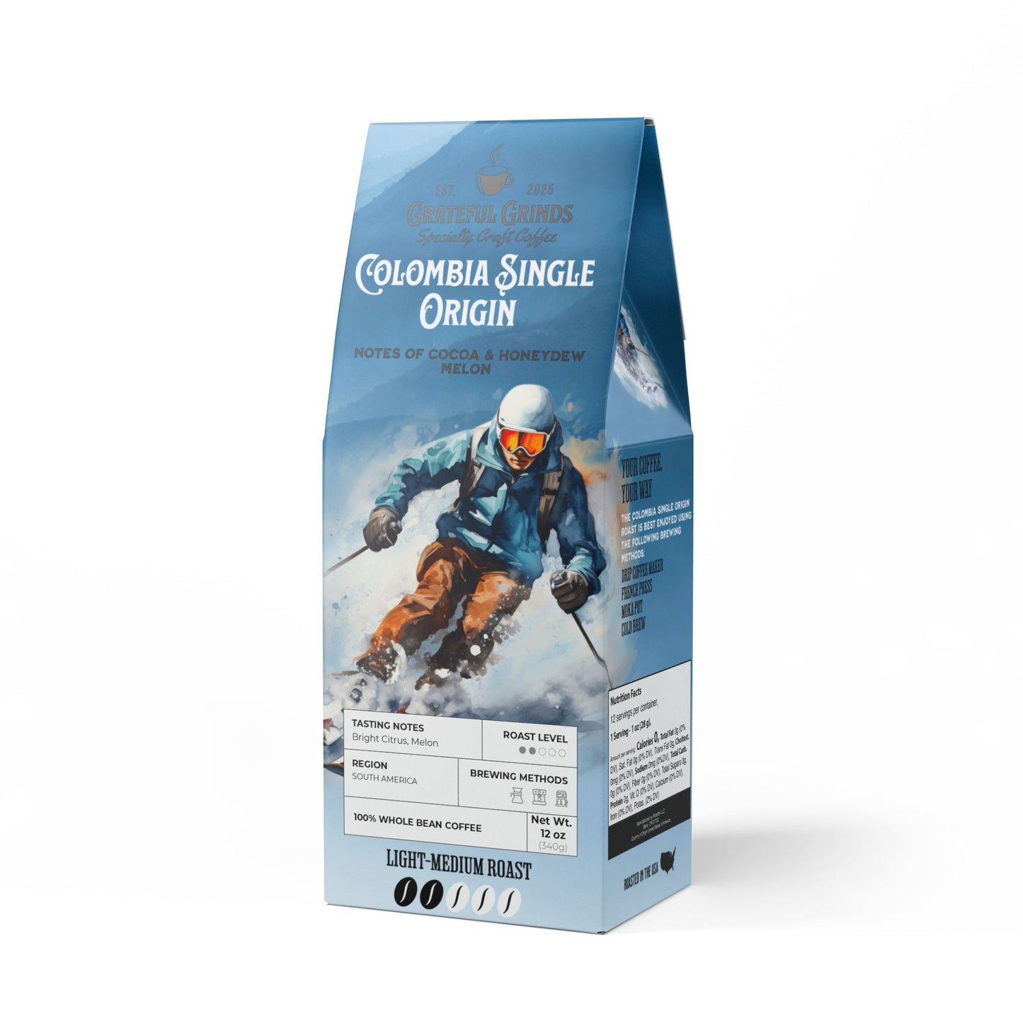 Signature Colombia Single Origin Coffee Ski Design (Light-Medium Roast)
