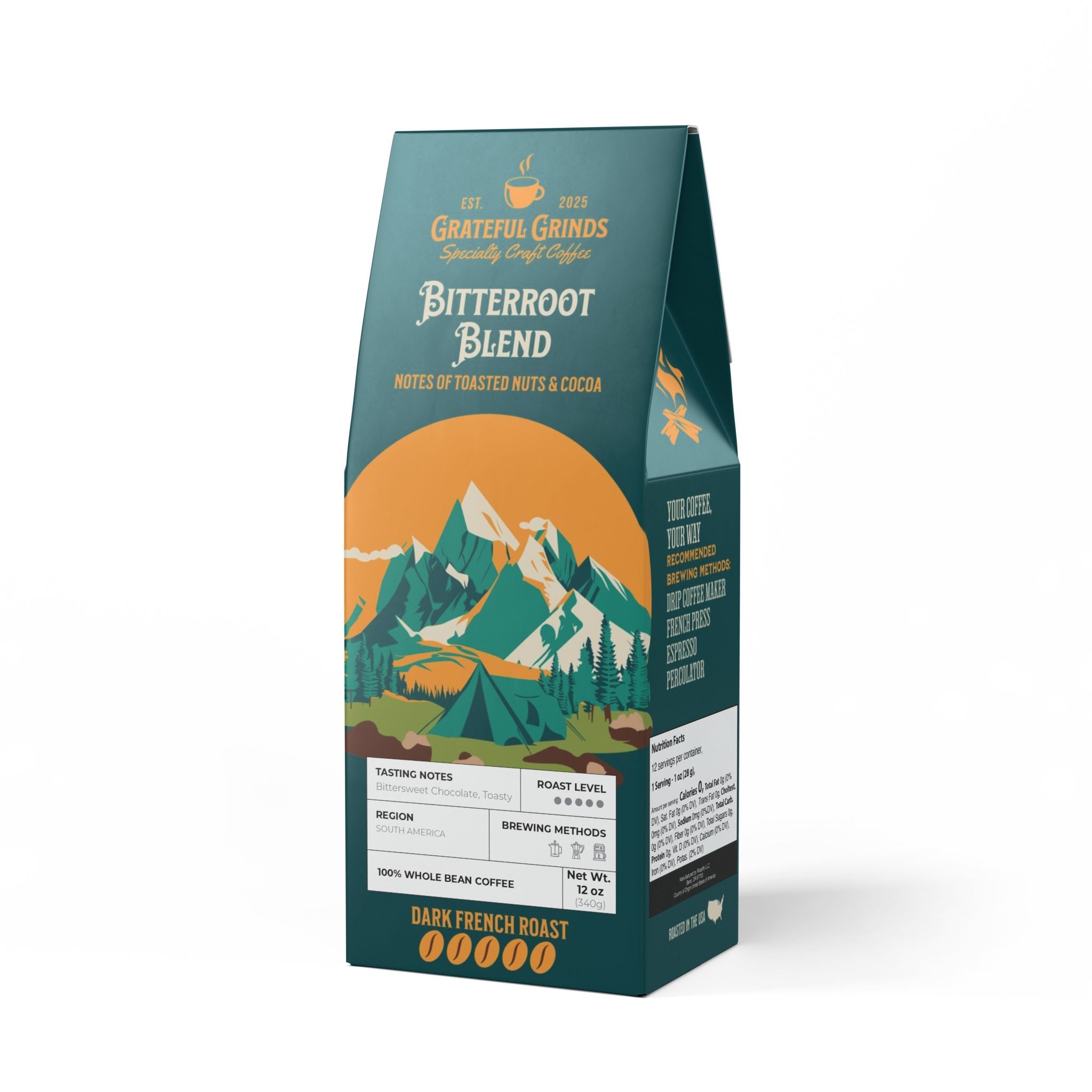 Signature Bitterroot Coffee Blend Camping Design (Dark French Roast)