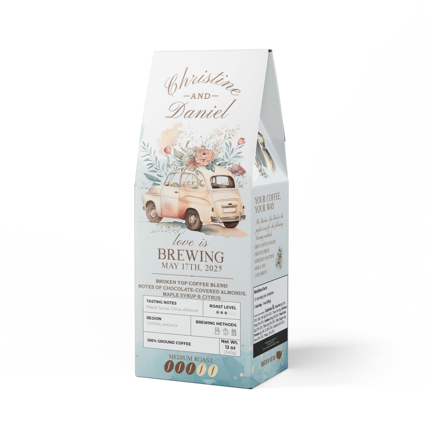Wedding Favor Broken Top Coffee Blend Vintage Car Design (Medium Roast)