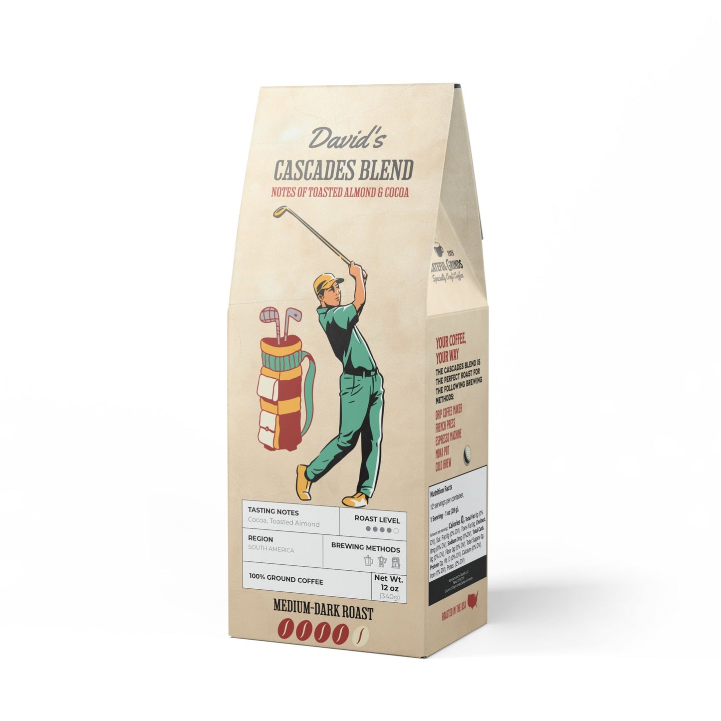 Personalized Cascades Coffee Blend For The Golfer (Medium-Dark Roast)