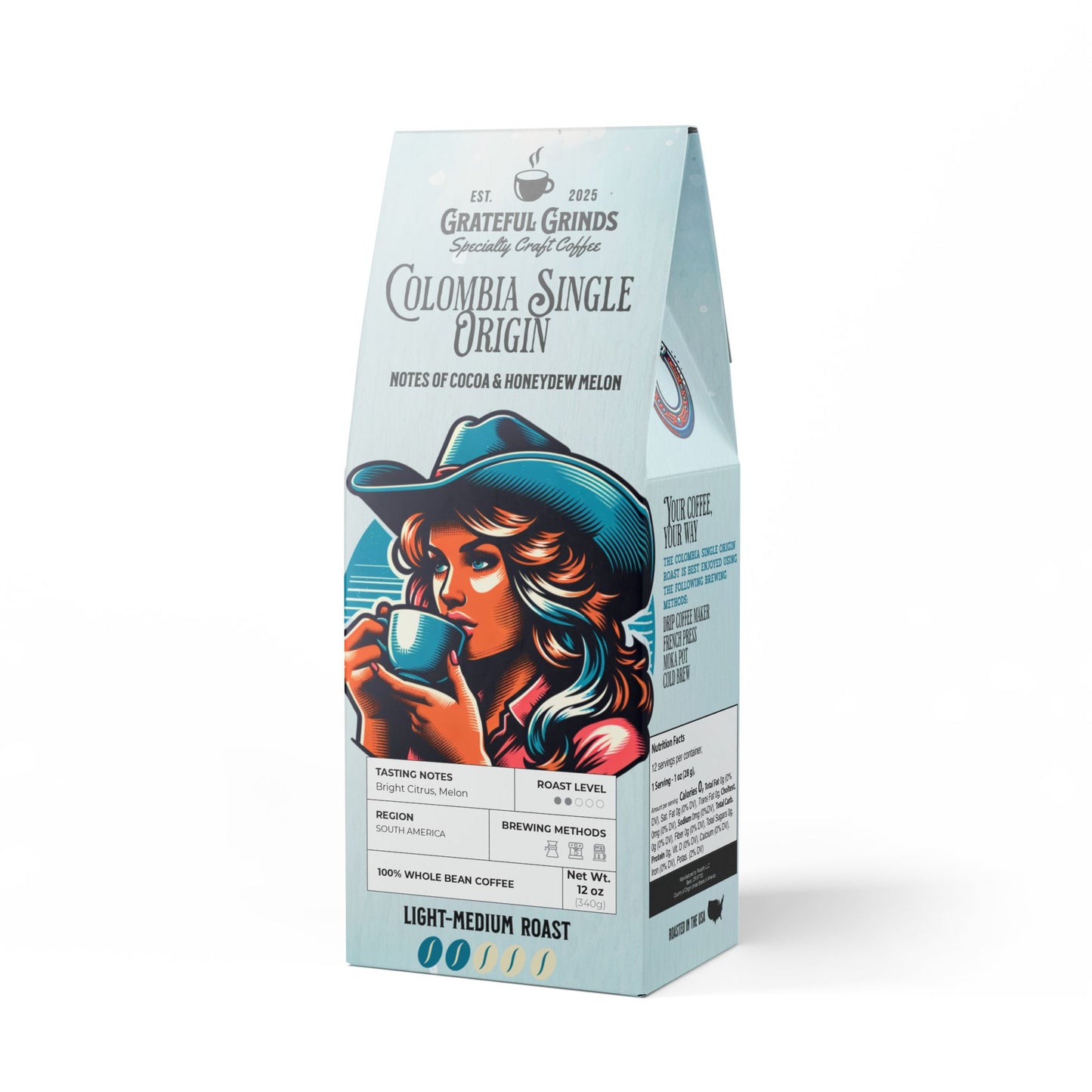 ignature Colombia Single Origin Coffee Cowgirl Design (Light-Medium Roast)