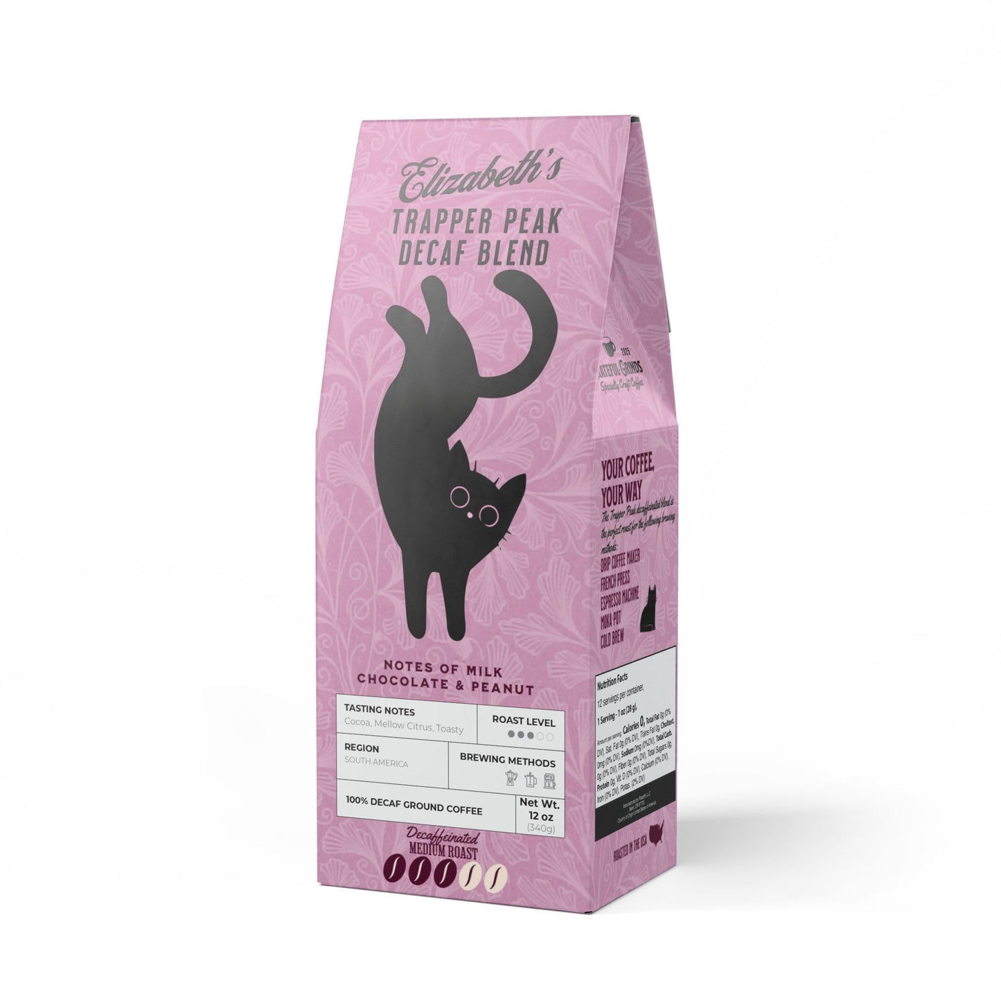 Trapper Peak Decaf Coffee Blend For The Cat Lover (Medium Roast)