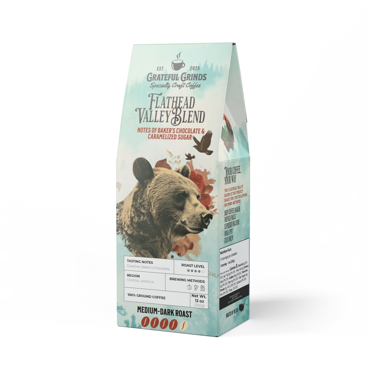 Flathead Valley Coffee Blend Bear Design (Medium-Dark Roast)