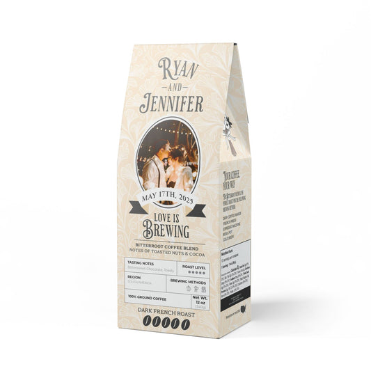 Custom Photo Wedding Favor Bitterroot Coffee Blend (Dark French Roast)
