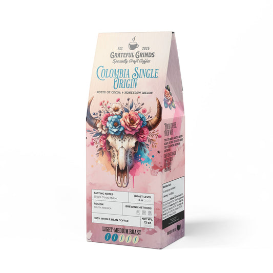 Signature Colombia Single Origin Coffee Bull Skull Design (Light-Medium Roast)