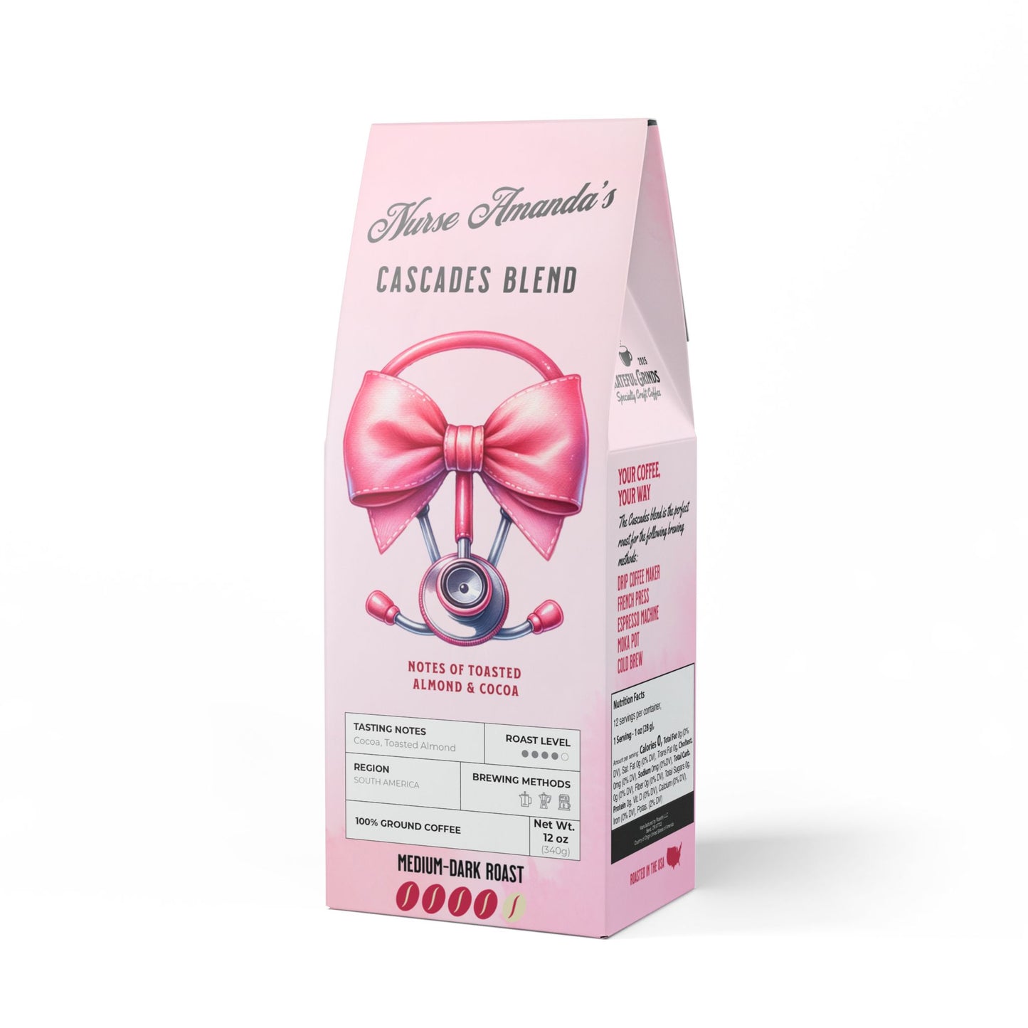 Personalized Cascades Coffee Blend For Nurse (Medium-Dark Roast)
