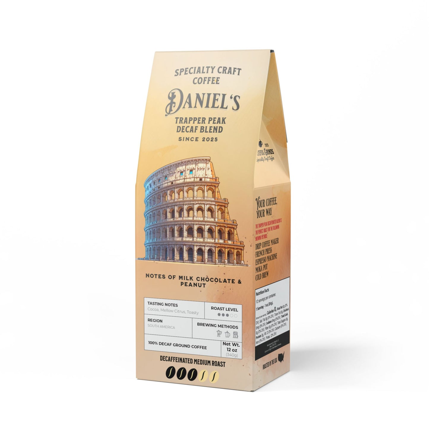 Trapper Peak Decaf Coffee Blend Italy Design (Medium Roast)