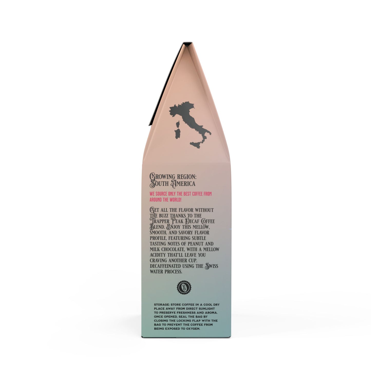 Trapper Peak Decaf Coffee Blend Italy Design (Medium Roast)