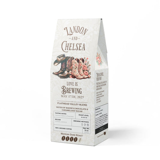 Flathead Valley Coffee Blend Wedding Favor Cowboy Boots (Medium-Dark Roast)