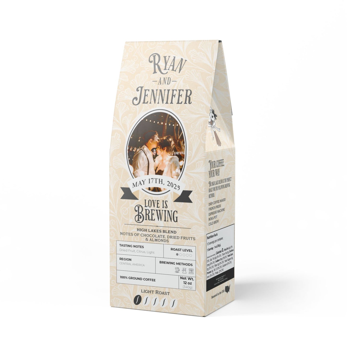 Custom Photo Wedding Favor High Lakes Coffee Blend (Light Roast)