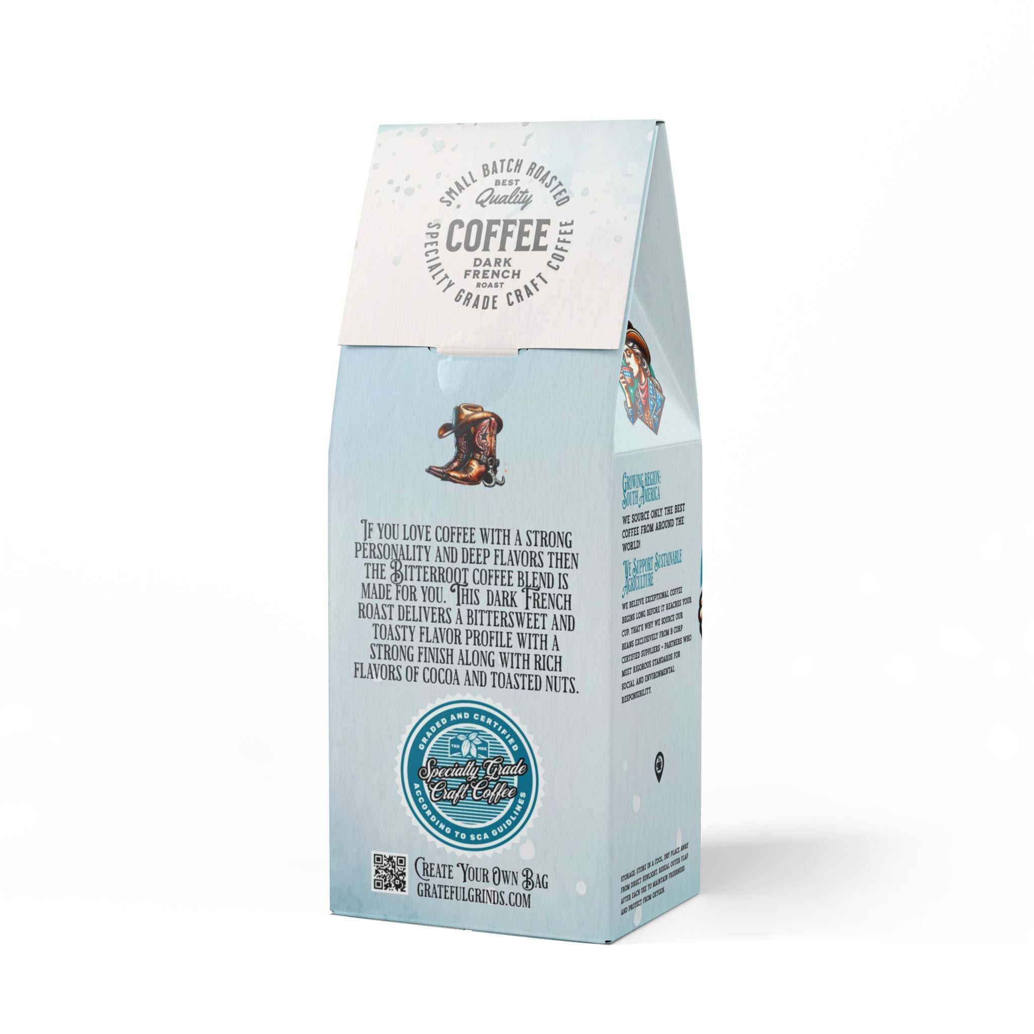 Signature Bitterroot Coffee Blend Cowgirl Design (Dark French Roast)