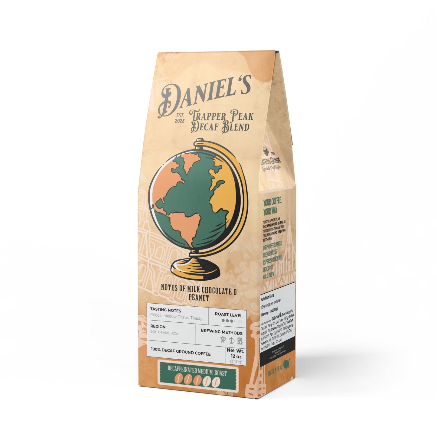 Trapper Peak Decaf Coffee Blend For The Traveler (Medium Roast)