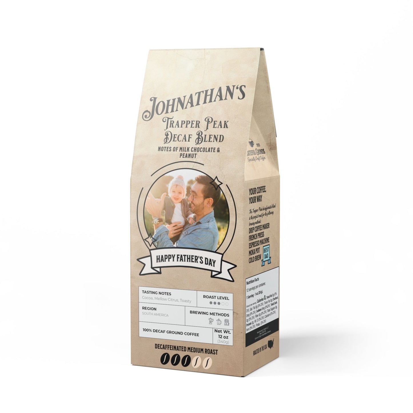 Custom Photo Father's Day Trapper Peak Decaf Coffee Blend (Medium Roast)