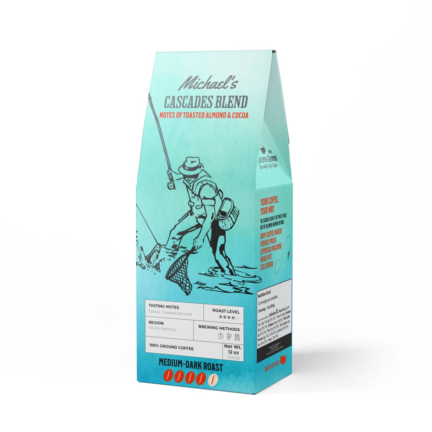 Personalized Cascades Coffee Blend For The Fisherman (Medium-Dark Roast)